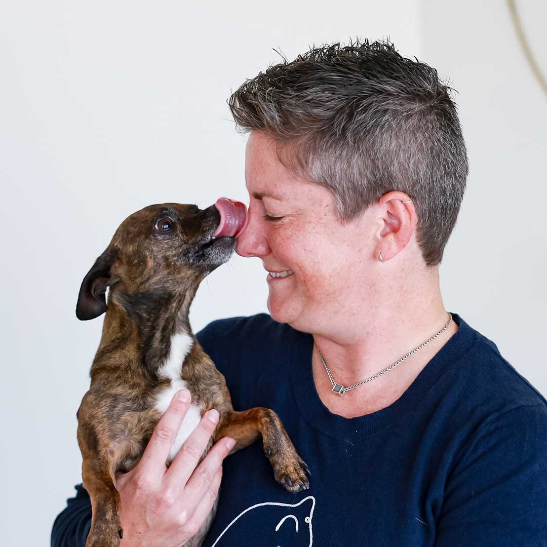 dog dog licking their owner's face
